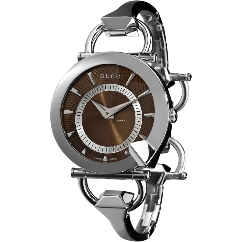 GUCCI,Chiodo 35mm,35mm,Stainless Steel,Coffee,Brown,Quartz,Sapphire,Crystal Glass,Round,237948 I1630 8160