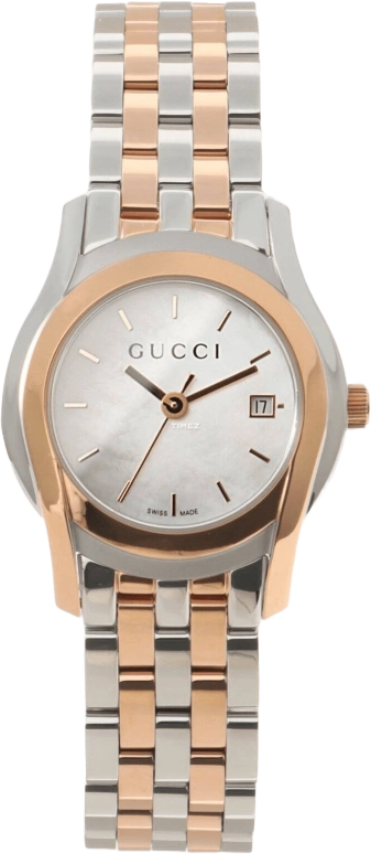 GUCCI,Gucci 26mm,26mm,Stainless Steel,White,Day,Sapphire,Crystal Glass,Round,YA055538