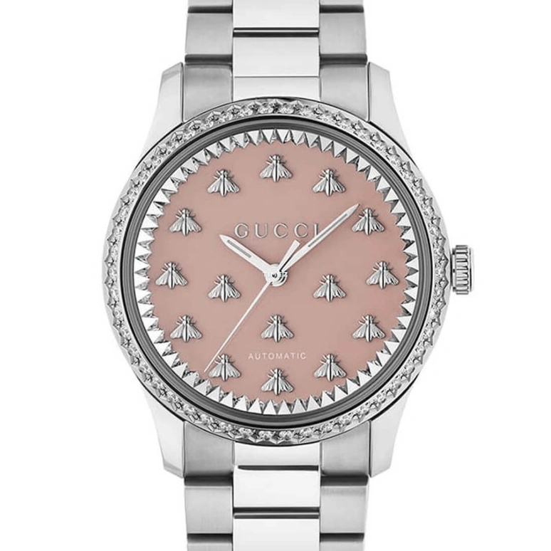GUCCI,G-Timeless 38mm,38mm,Stainless Steel,Pink,Automatic,Sapphire,Glass,Round,652721 I16F0 8561