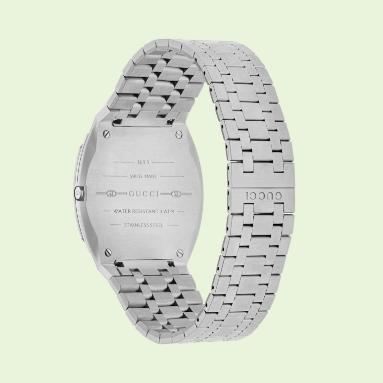 GUCCI,Gucci 25H 38mm,38mm,Stainless Steel,Pink,Sapphire,Crystal Glass,Closed,YA163410