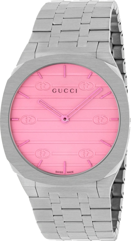 GUCCI,Gucci 25H 38mm,38mm,Stainless Steel,Pink,Quartz,Sapphire,Crystal Glass,Other,704384 I1600 9818