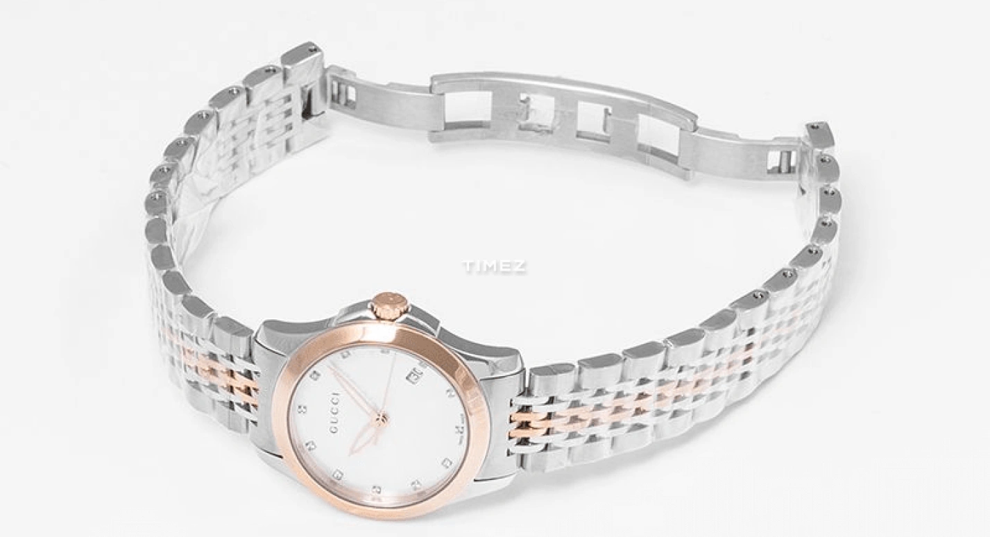 GUCCI,Gucci 27mm,27mm,Stainless Steel,White,Quartz,Day,Sapphire,Crystal Glass,YA126539