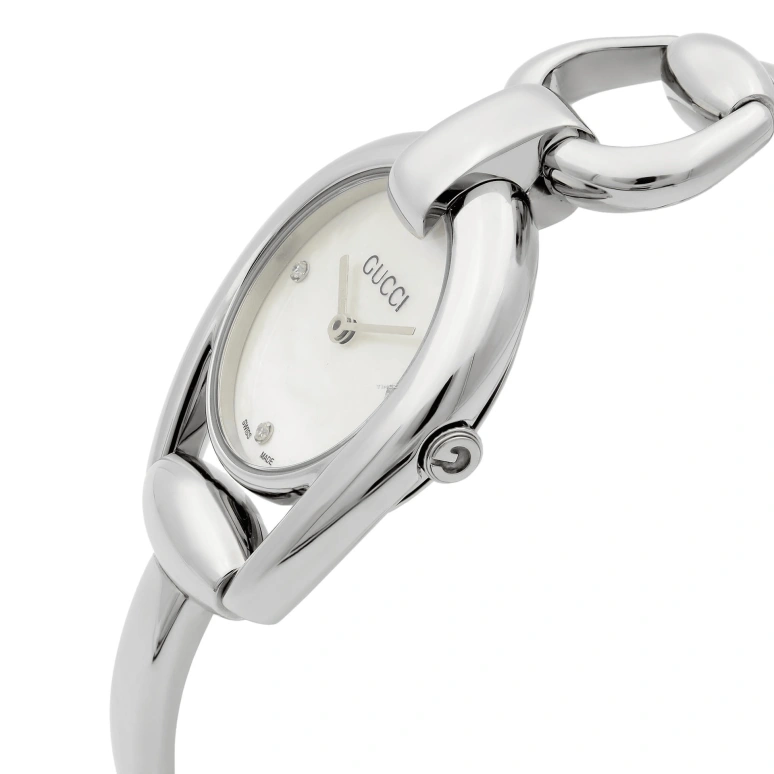 GUCCI,Horsebit 28mm,28mm,Stainless Steel,White,Quartz,Sapphire,Crystal Glass,Round,YA139506