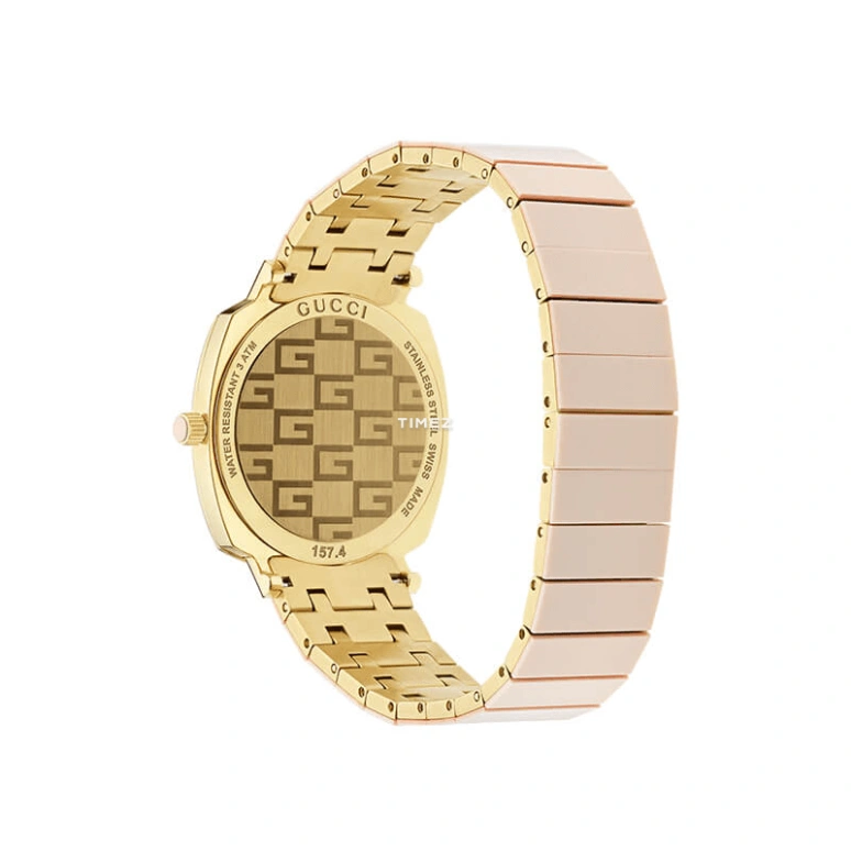 GUCCI,Grip 35mm,35mm,Stainless Steel,Pink,Quartz,Day,In-house Caliber,YA157436