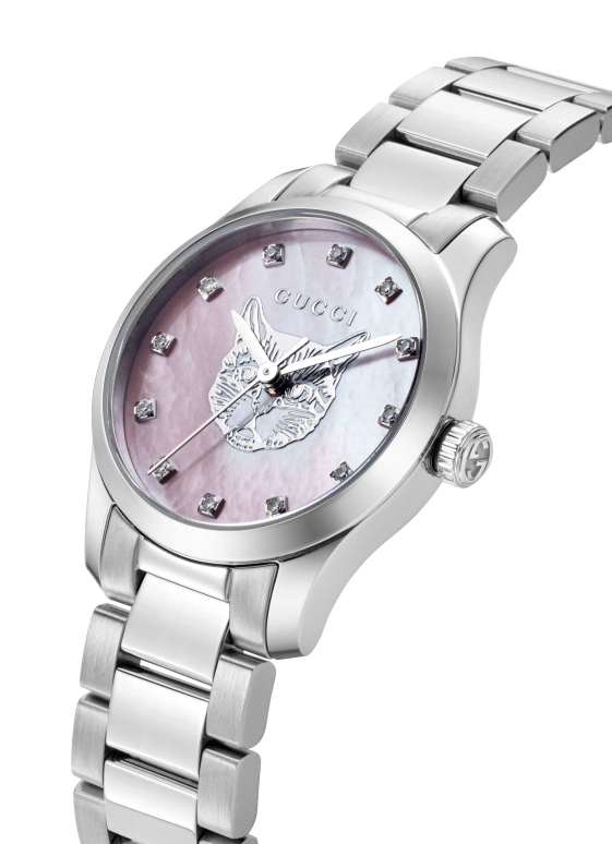 GUCCI,Gucci 27mm,27mm,Stainless Steel,Pink,Quartz,Sapphire,Round,YA1265025