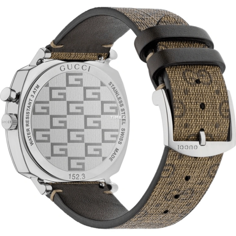 GUCCI,Grip 38mm,38mm,Stainless Steel,Silver,Quartz,Sapphire,Crystal Glass,Square,YA157415