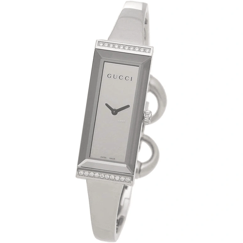 GUCCI,G-Frame 34x14mm,34x14mm,Stainless Steel,Mirror,Silver,Quartz,Sapphire,Crystal Glass,Rectangular,250415 J6AU0 8101