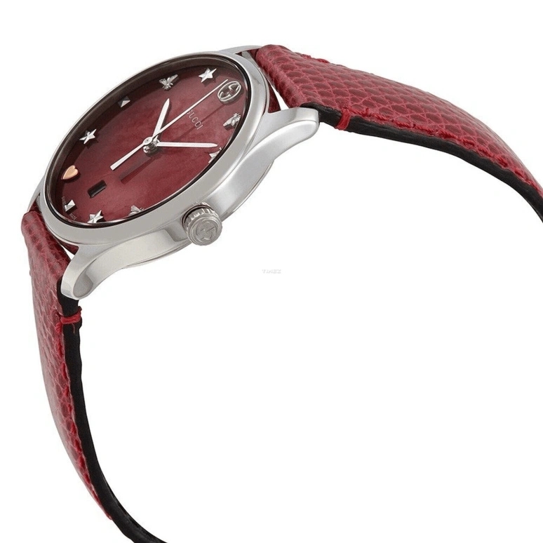 GUCCI,Gucci 29mm,29mm,Stainless Steel,Red,Quartz,Day,Sapphire,Crystal Glass,YA126584A