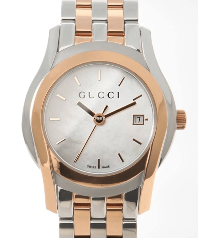 GUCCI,Gucci 26mm,26mm,Stainless Steel,White,Day,Sapphire,Crystal Glass,Round,YA055538