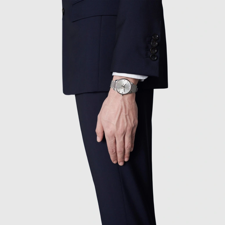GUCCI,G-Timeless 36mm,36mm,Stainless Steel,Silver,Sapphire,Crystal Glass,Seconds,YA1264153