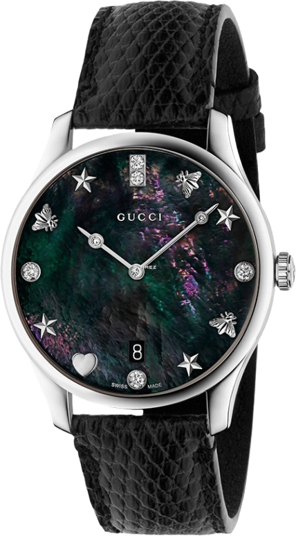 GUCCI,Gucci 36mm,36mm,Stainless Steel,Black,Quartz,Day,Sapphire,YA1264086
