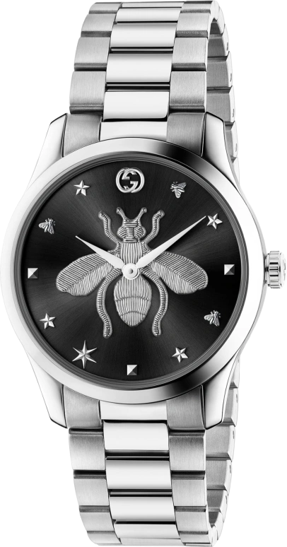 GUCCI,G-Timeless 38mm,38mm,Stainless Steel,Black,Sapphire,Crystal Glass,Closed,YA1264136