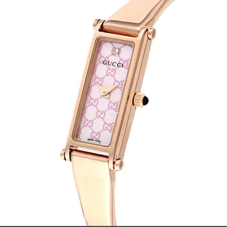 GUCCI,Gucci 12.50x30mm,12.50x30mm,Stainless Steel,Pink,Quartz,Sapphire,Rectangular,YA015559