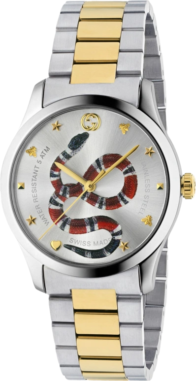 GUCCI,G-Timeless 38mm,38mm,Stainless Steel,Silver,Sapphire,Crystal Glass,Closed,YA1264075