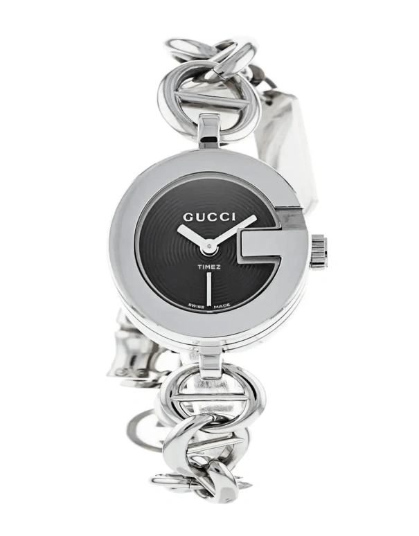 GUCCI,Gucci 25mm,25mm,Stainless Steel,Black,Quartz,Sapphire,Crystal Glass,Round,YA107503