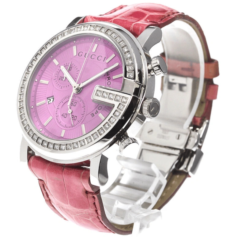 GUCCI,G-Chrono 44mm,44mm,Stainless Steel,Pink,Quartz,Chronograph,Day,154083 J6AA0 1063