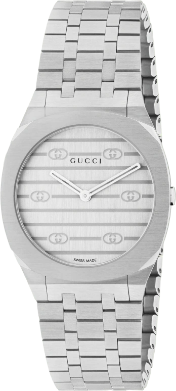 GUCCI,Gucci 25H 30mm,30mm,Stainless Steel,Silver White,Quartz,Sapphire,Crystal Glass,Cushion,704369 I1600 1108