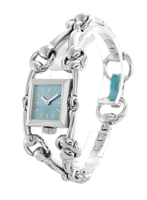 GUCCI,Gucci 20x20mm,20x20mm,Stainless Steel,Blue,Quartz,Sapphire,Crystal Glass,Square,YA116502