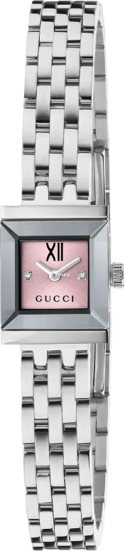 GUCCI,G-Frame 14x18mm,14x18mm,Stainless Steel,Pink,Quartz,Sapphire,Crystal Glass,Square,817099 I16F0 8591