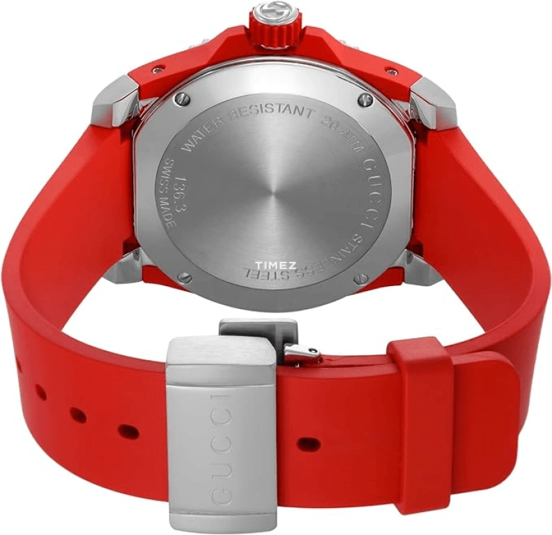 GUCCI,Gucci Dive 40mm,40mm,Stainless Steel,Red,Quartz,Sapphire,Crystal Glass,Round,YA136315
