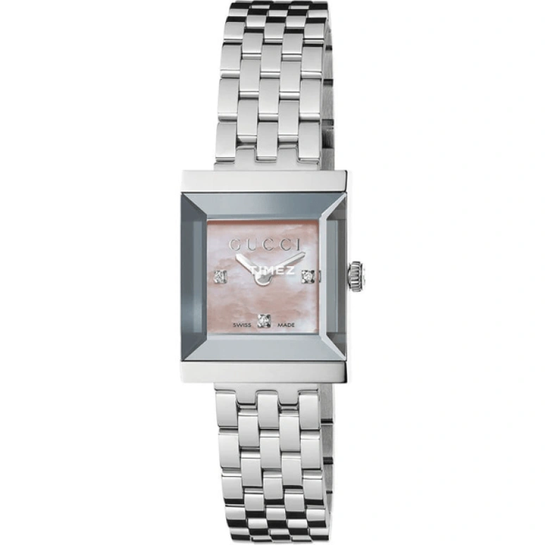 GUCCI,G-Frame 19x24mm,19x24mm,Stainless Steel,Pink,Quartz,Sapphire,Rectangular,YA128401