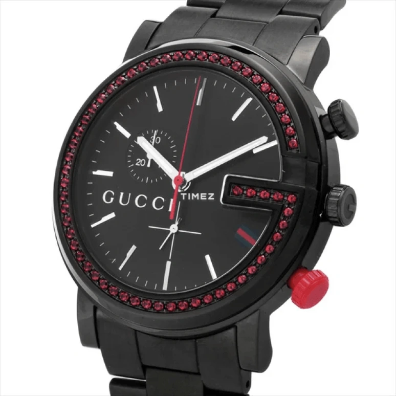 GUCCI,G-Chrono 44mm,44mm,Stainless Steel,Black,Quartz,Chronograph,Sapphire,Crystal Glass,YA101348
