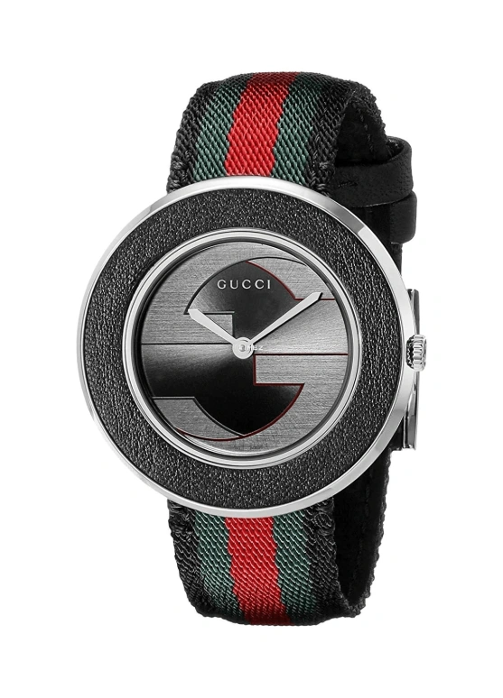 GUCCI,U-Play 35mm,35mm,Stainless Steel,Grey,Black,Quartz,Sapphire,Round,YA129444