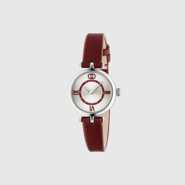 GUCCI,Model 2000 24mm,24mm,Stainless Steel,Silver,Red,Quartz,Sapphire,Crystal Glass,Round,814050 I18G0 8561