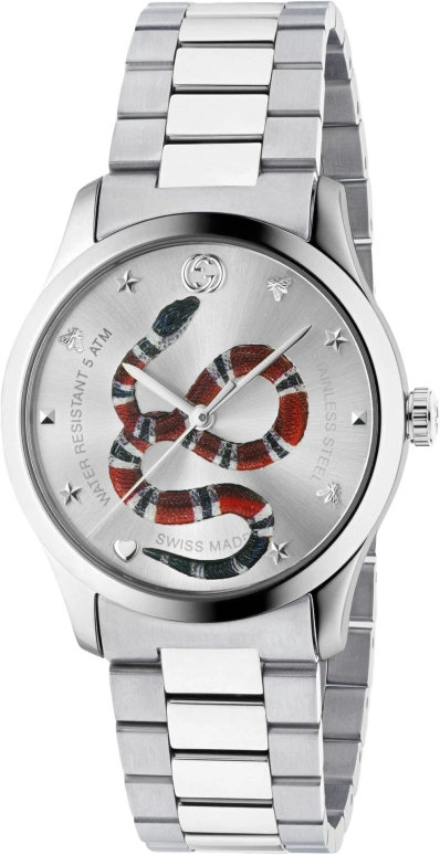 GUCCI,G-Timeless 38mm,38mm,Stainless Steel,Silver,Sapphire,Crystal Glass,Closed,YA1264076