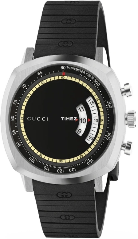 GUCCI,Grip 40mm,40mm,Stainless Steel,Black,Sapphire,Crystal Glass,Closed,YA157301