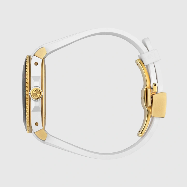 GUCCI,Gucci Dive 40mm,40mm,Stainless Steel,White,Gold,Sapphire,Crystal Glass,Pattern,559821 I8610 8504