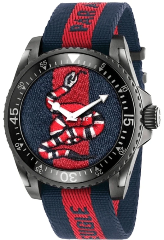 GUCCI,Gucci 45mm,45mm,Stainless Steel,Blue,Red,Quartz,Sapphire,Round,YA136214