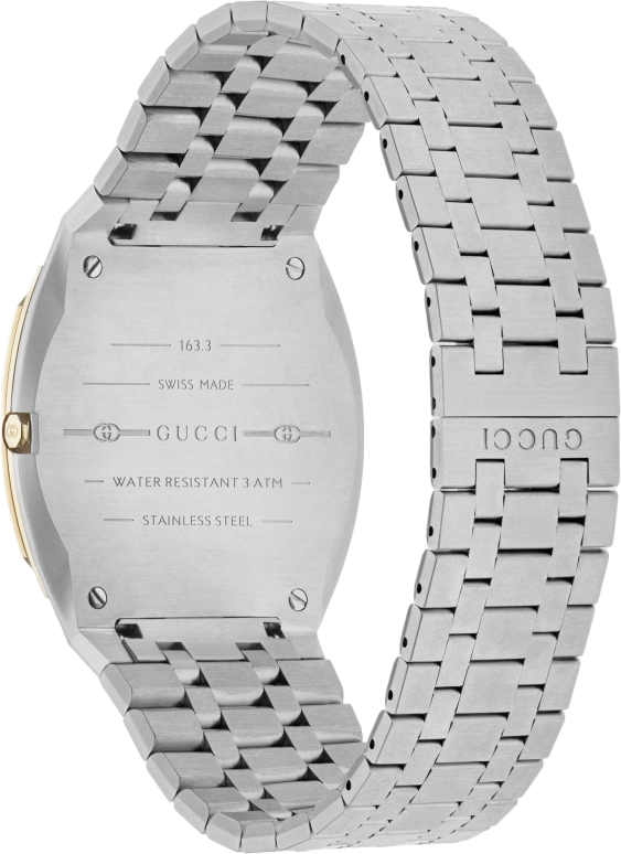 GUCCI,Gucci 25H 38mm,38mm,Stainless Steel,Gold,Automatic,Sapphire,Crystal Glass,Silver,YA163405