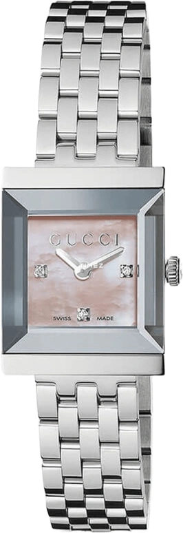 GUCCI,G-Frame 19x24mm,19x24mm,Stainless Steel,Pink,Quartz,Sapphire,Rectangular,YA128401