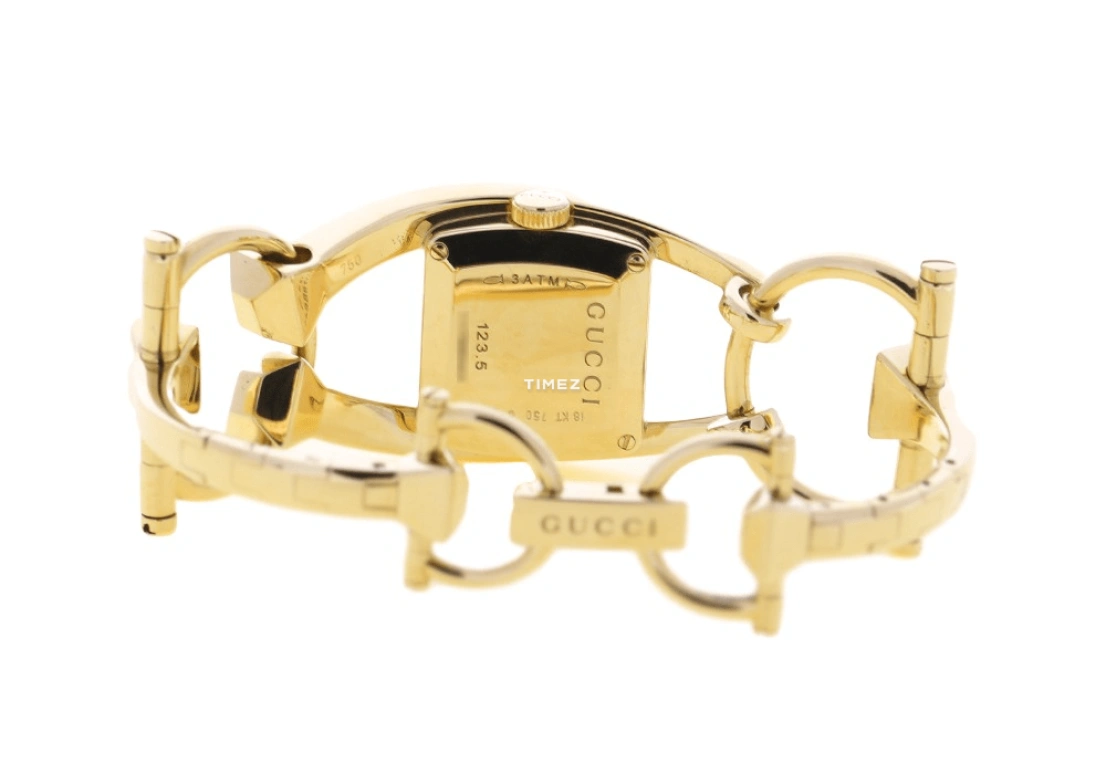 GUCCI,Chiodo 35mm,35mm,Yellow Gold,White,Quartz,Sapphire,Crystal Glass,Rectangular,208846 J85C0 8026