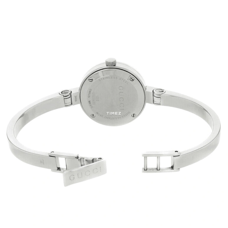 GUCCI,Gucci 25mm,25mm,Stainless Steel,White,Quartz,Round,Silver,YA105528