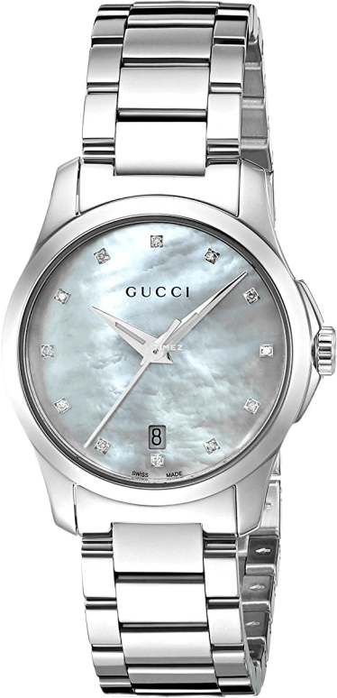 GUCCI,G-Timeless 27mm,27mm,Stainless Steel,White,Sapphire,Crystal Glass,Mother of Pearl,YA126542