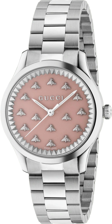 GUCCI,G-Timeless 32mm,32mm,Stainless Steel,Pink,Sapphire,Crystal Glass,YA1265033