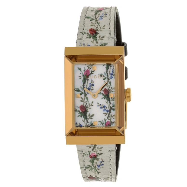 GUCCI,G-Frame 21x40mm,21x40mm,Stainless Steel,White,Quartz,Sapphire,Crystal Glass,Rectangular,YA147407
