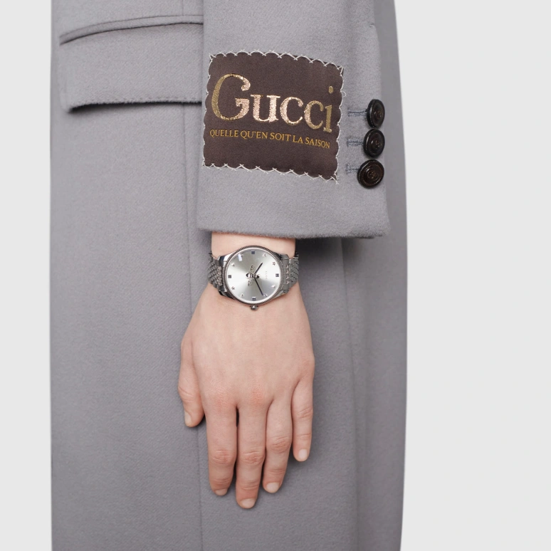 GUCCI,G-Timeless 36mm,36mm,Stainless Steel,Silver,Sapphire,Crystal Glass,Seconds,YA1264153