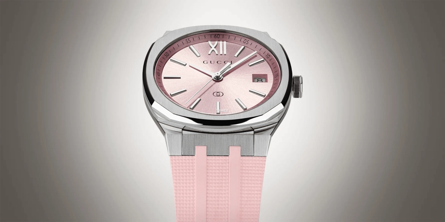 GUCCI,Gucci 25H 36mm,36mm,Stainless Steel,Pink,Quartz,Day,Sapphire,Crystal Glass,866395 IC4A0 8591