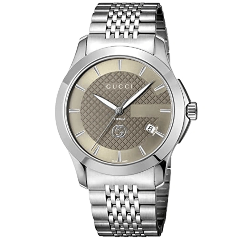 GUCCI,G-Timeless 38mm,38mm,Stainless Steel,Coffee,Brown,Quartz,Day,Sapphire,Crystal Glass,YA1264107