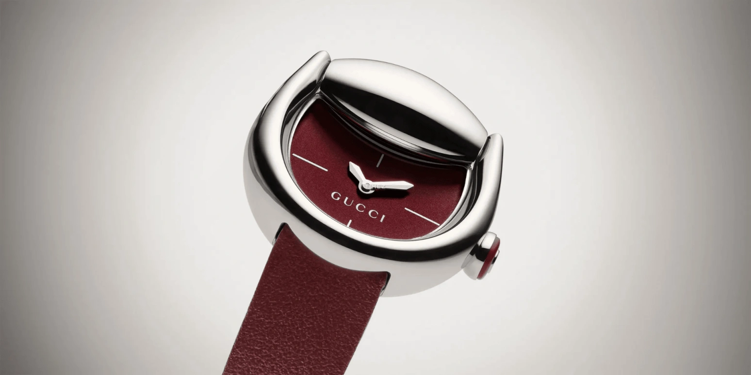 GUCCI,Horsebit 27x25mm,27x25mm,Stainless Steel,Burgundy,Quartz,Sapphire,Crystal Glass,Other,870470 I18G0 8535