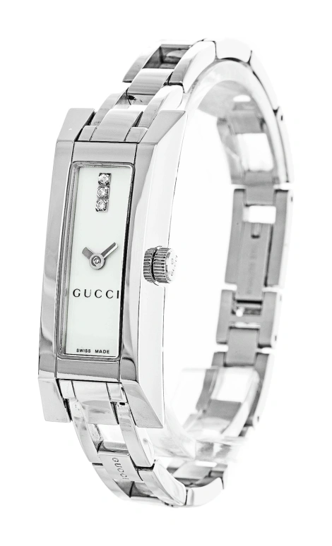 GUCCI,Gucci 17mm,17mm,Stainless Steel,White,Quartz,Sapphire,Crystal Glass,Rectangular,YA110516