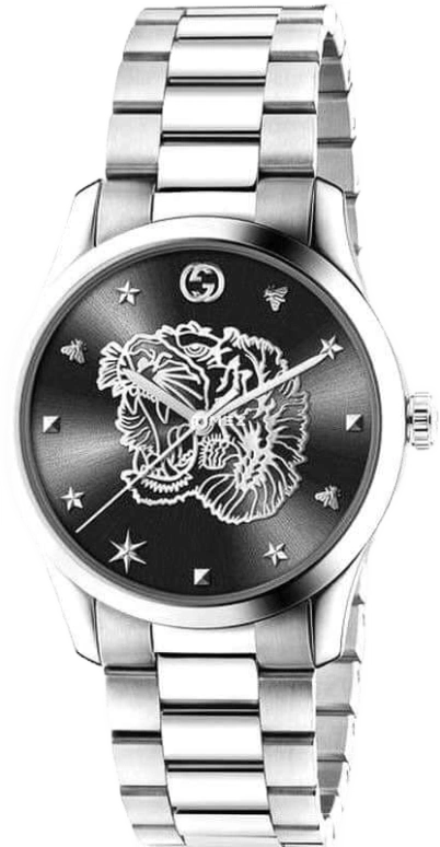 GUCCI,G-Timeless 38mm,38mm,Stainless Steel,Black,Sapphire,Crystal Glass,Closed,YA1264125