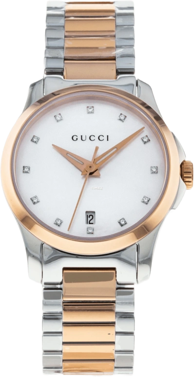 GUCCI,G-Timeless 27mm,27mm,Stainless Steel,White,Sapphire,Crystal Glass,Pink Red,Gold,Red,YA126544