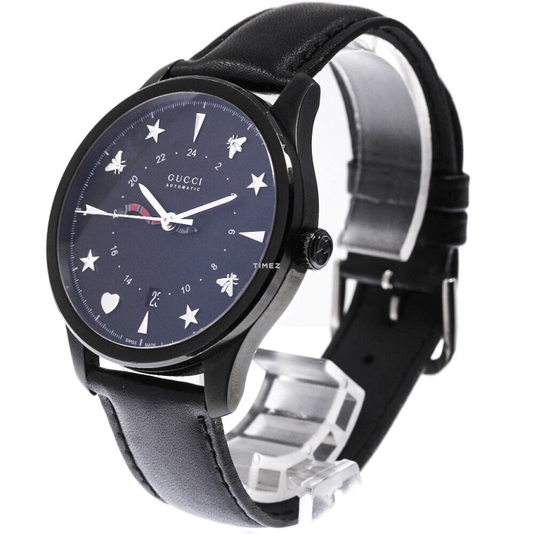 GUCCI,G-Timeless 40mm,40mm,Stainless Steel,Black,Automatic,Day,Sapphire,Crystal Glass,YA126333