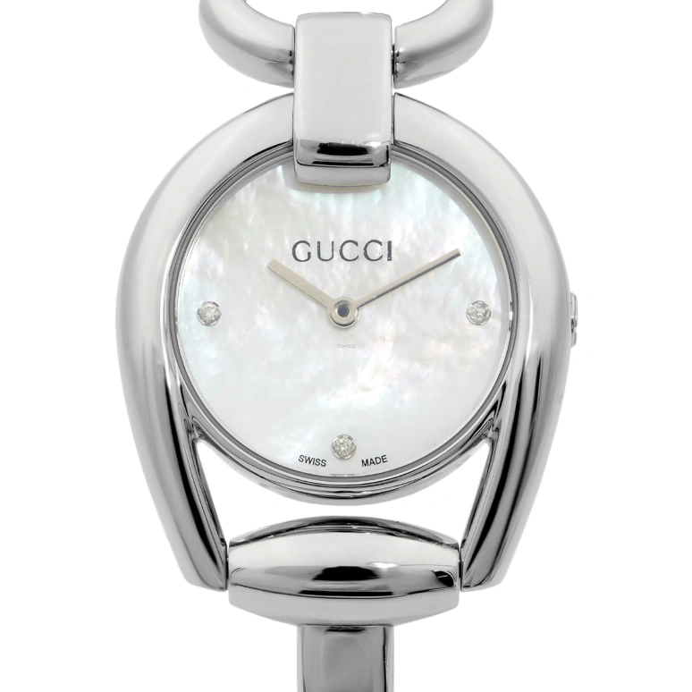 GUCCI,Horsebit 28mm,28mm,Stainless Steel,White,Quartz,Sapphire,Crystal Glass,Round,YA139506