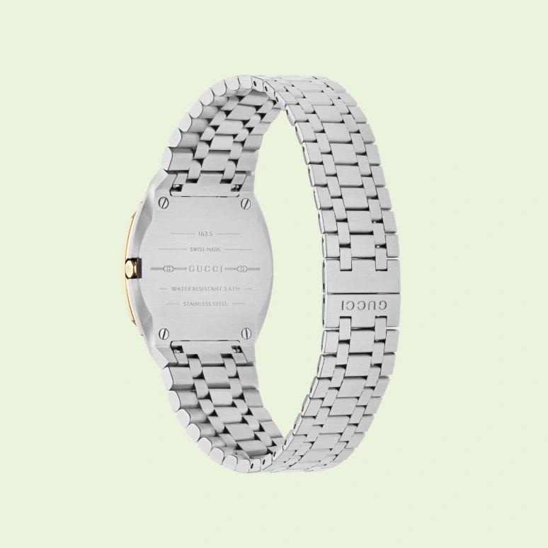 GUCCI,Gucci 25H 30mm,30mm,Stainless Steel,Gold,Sapphire,Crystal Glass,YA163502