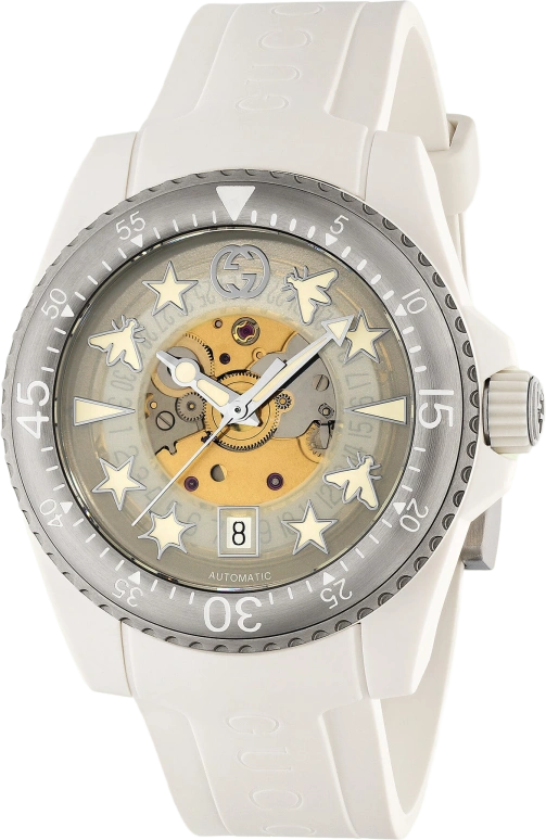 GUCCI,Gucci Dive 40mm,40mm,Plastic,Transparent,Sapphire,White,YA136343